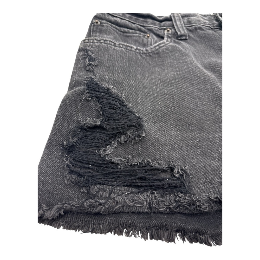 Abercrombie & Fitch High Waist Distressed Black Denim Short Sz 28 - Picture 8 of 10